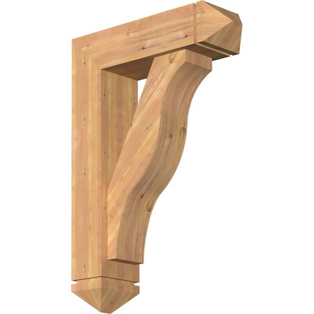 Ekena Millwork Funston Arts and Crafts Smooth Bracket w/ Offset Brace, Western Red Cedar, 7 1/2"W x 26"D x 38"H BKT0806X26X38FST03SWR